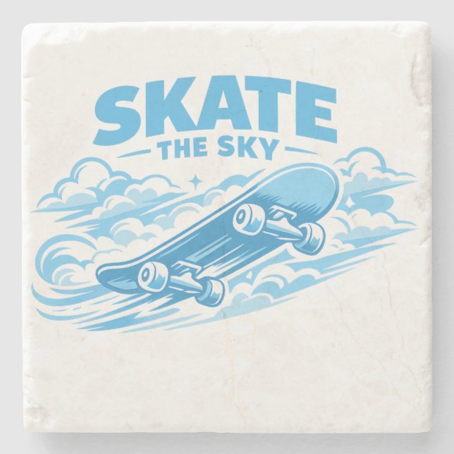 Dessous-de-verre En Pierre Skate The Sky – Blue Drift (Devant)