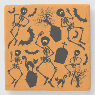Dessous-de-verre En Pierre Skeletons d'Halloween Macabre Dance