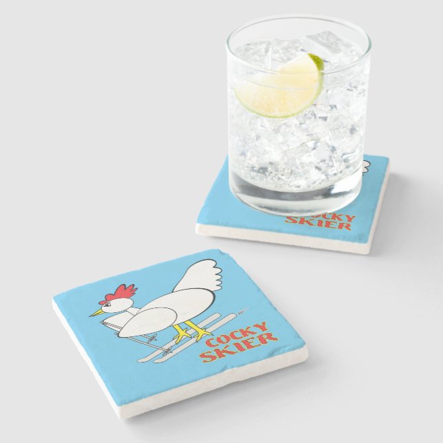 Dessous-de-verre En Pierre Skis cocheux (Côté)