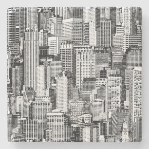 Dessous-de-verre En Pierre Skyscraper City Texture Isométrique sans fil