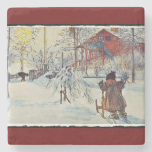 Dessous-de-verre En Pierre Sledding par le lavoir