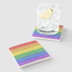 Dessous-de-verre En Pierre SlipperyJoe's classique arc-en-ciel tactile artisa
