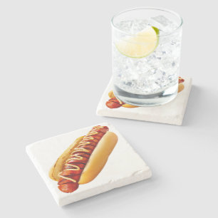 Dessous-de-verre En Pierre SlipperyJoe's hot dog ambiance estivale BBQ niché 