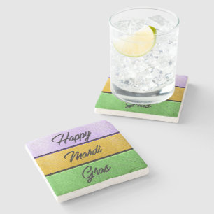 Dessous-de-verre En Pierre SlipperyJoe's Mardi Gras or violet métal vert s