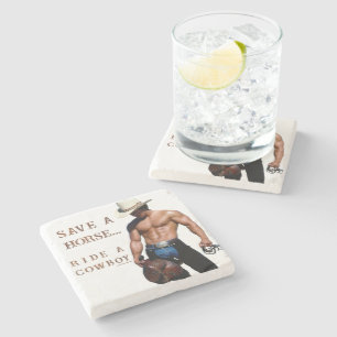 Dessous-de-verre En Pierre SlipperyJoe's sauve cheval monter chapeau de cowbo