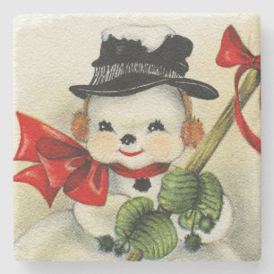 Dessous-de-verre En Pierre Snowman 004