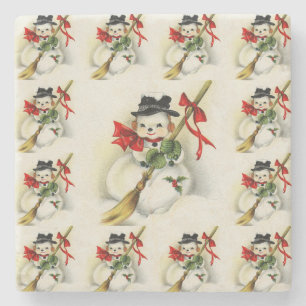 Dessous-de-verre En Pierre Snowman 009