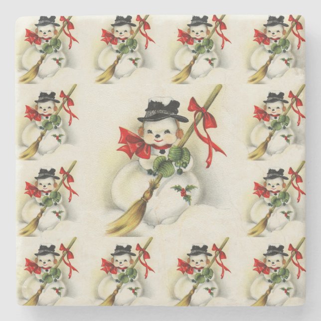 Dessous-de-verre En Pierre Snowman 009 (Devant)
