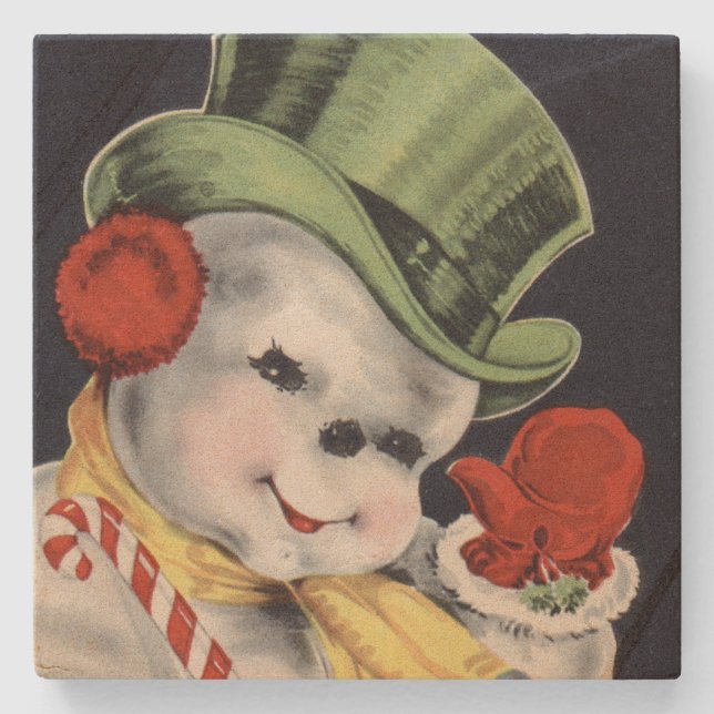 Dessous-de-verre En Pierre Snowman de Noël (Devant)