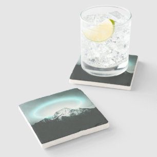 Dessous-de-verre En Pierre Snowy mountain mysterious blue neon light