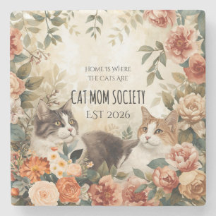 Dessous-de-verre En Pierre Société de maman de chat botanique vintage Décor d