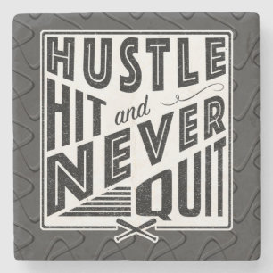 Dessous-de-verre En Pierre Softball Baseball Hustle, Hit & Never Quit Dessous
