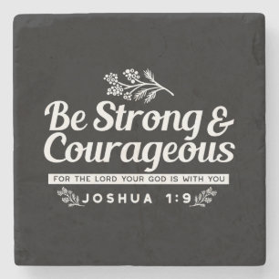 Dessous-de-verre En Pierre Sois Fort et Courageux – Josué 1:9 Verset Biblique