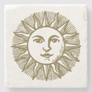 Dessous-de-verre En Pierre Soleil d'or ésotérique