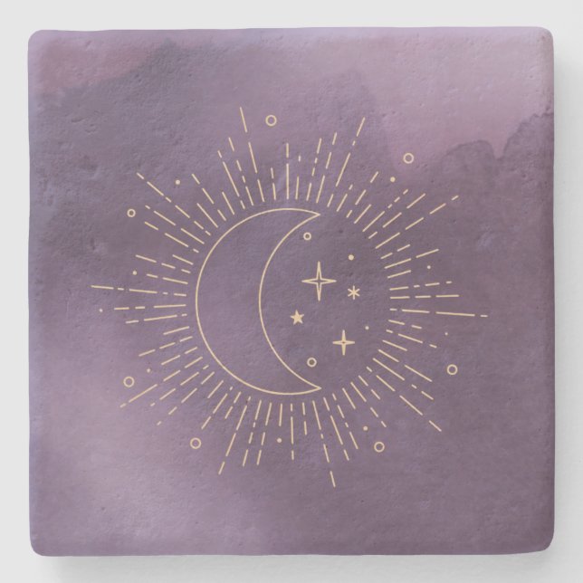 Dessous-de-verre En Pierre Soleil et Lune (Devant)