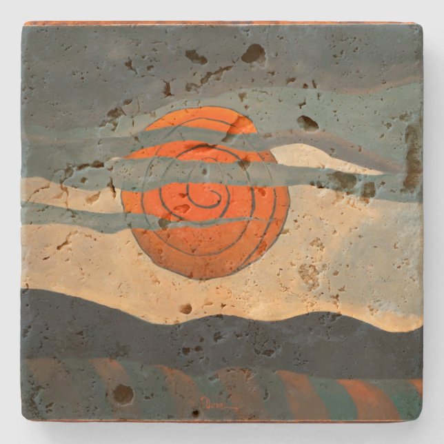 Dessous-de-verre En Pierre Soleil rouge | Arthur Dove | (Devant)