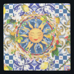 Dessous-de-verre En Pierre soleil sicilien, citron, carreaux méditerranéens,<br><div class="desc">Soleil sicilien,  tuiles méditerranéennes,  agrumes,  citron,  tuiles majolica</div>