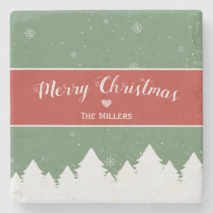 Dessous-de-verre En Pierre Solive Merry Christma Last Nom Snowflake