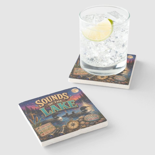Dessous-de-verre En Pierre Sons du lac (Côté)