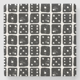 Dessous-de-verre En Pierre Souris noir et blanc 1-6 Linocut rustique