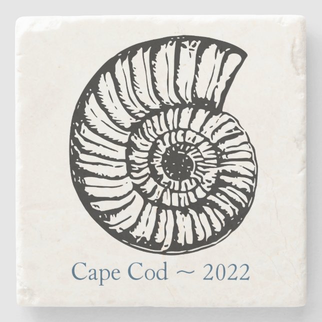 Dessous-de-verre En Pierre Sous-tasse souvenir de Cape Cod - Coquille d'ammon (Devant)