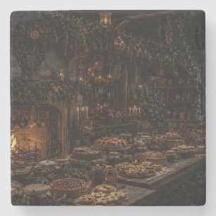 Dessous-de-verre En Pierre Sous-verre de salle de festin gothique de Noël