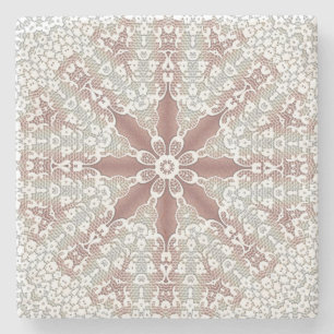 Dessous-de-verre En Pierre Sous-verre en pierre fleurie en dentelle blanche é