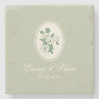 Dessous-de-verre En Pierre Sous-verres de mariage personnalisés Vert Sauge