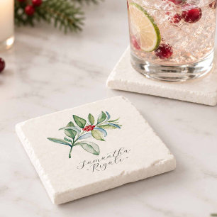 Dessous-de-verre En Pierre Sous-verres de Noël personnalisés
