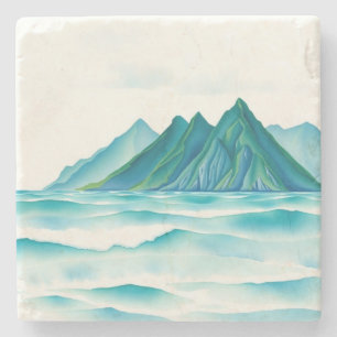 Dessous-de-verre En Pierre Sous-verres élégants de montagne à l'aquarelle M