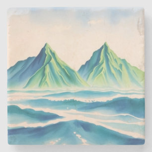 Dessous-de-verre En Pierre Sous-verres élégants de montagne à l'aquarelle M
