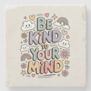 Dessous-de-verre En Pierre Soyez gentil avec vous-même, citation motivationne