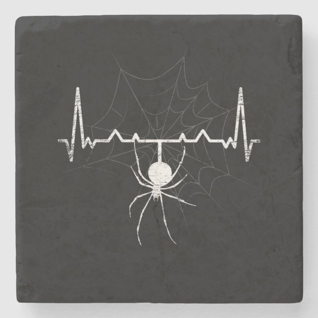 Dessous-de-verre En Pierre Spider Web Heartbeat Cobweb Spider Cadeau (Devant)