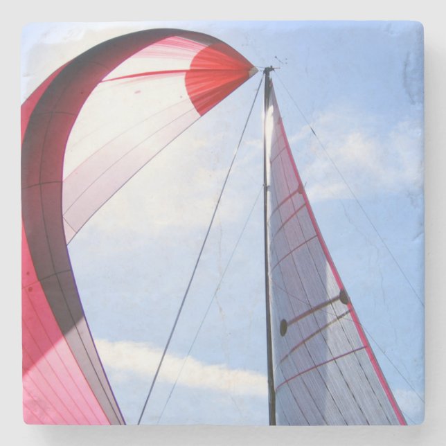 Dessous-de-verre En Pierre Spinnaker rouge avec Sun (Devant)
