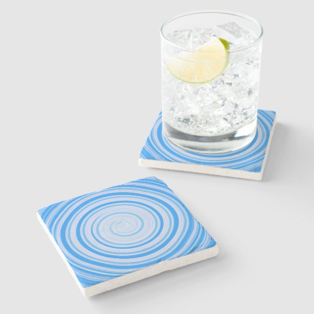 Dessous-de-verre En Pierre spirale blanche et bleue (Côté)