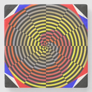 Dessous-de-verre En Pierre Spirale rouge jaune bleu par Kenneth Yoncich