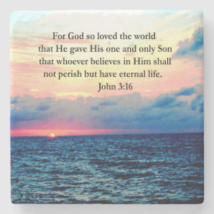 DESSOUS-DE-VERRE EN PIERRE SPIRITUAL JOHN 3:16 PHOTO