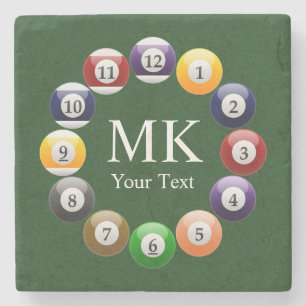 Dessous-de-verre En Pierre Sports colorés brillants de billard de piscine de