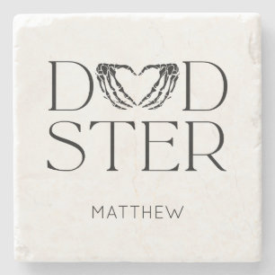 Dessous-de-verre En Pierre Squelette noir moderne effrayant Dadster Halloween