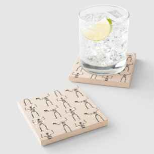Dessous-de-verre En Pierre Squelettes d'Halloween, friandise ou farce, Hou