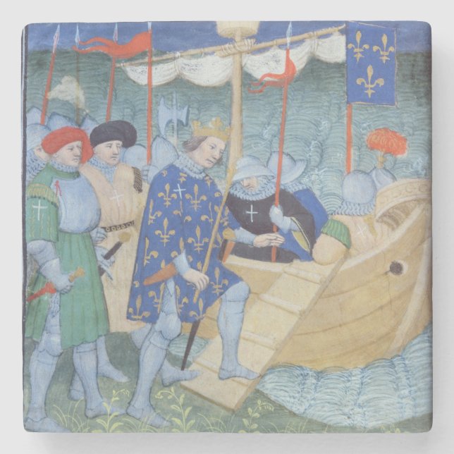 Dessous-de-verre En Pierre St Louis s'embarquant pour les croisades (Devant)