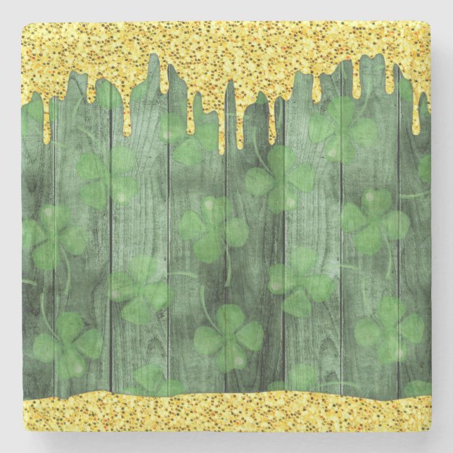 Dessous-de-verre En Pierre St. Patrick's Day Shamrock Parties scintillant Gol (Devant)