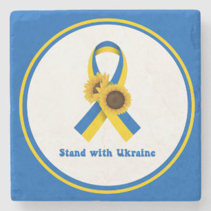 Dessous-de-verre En Pierre Stand With Ukraine Support Ribbon