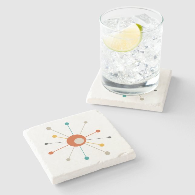 Dessous-de-verre En Pierre Starburst atomique rouge Turquoise jaune moyen (Côté)