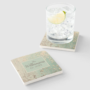 Dessous-de-verre En Pierre Stardust or customisé sur Sea Green
