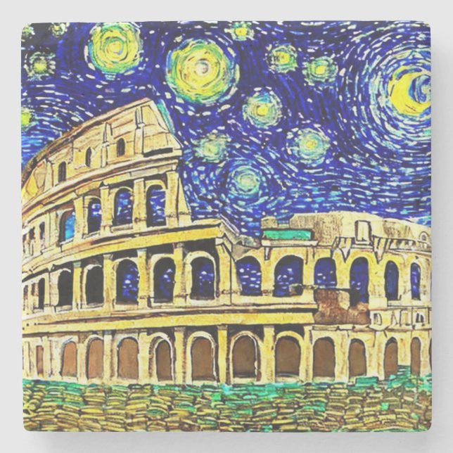 Dessous-de-verre En Pierre Starry Night Rome Italie (Devant)