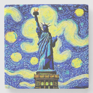 Dessous-de-verre En Pierre Starry Night Statue De Liberty New York