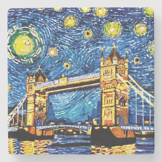 Dessous-de-verre En Pierre Starry Starry Night Londres Angleterre (Devant)
