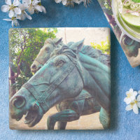 Statue de cheval asiatique d'antiquité Turquoise P