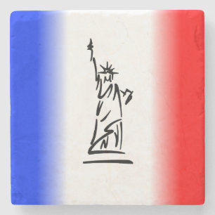 Dessous-de-verre En Pierre Statue de la Liberté Rayure Rouge Blanc Bleu